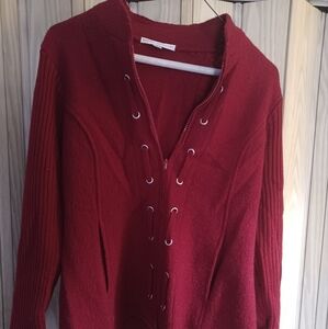 Sarah Spencer Womens WOOL Cardigan Sweater Jacket Red Zip Classic size S
